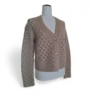 Vince Women's Brown Open-Knit Cardigan Size SP